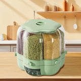 Rotating Grain Dispenser Storage Container, 27x26 cm/10.6x10.2 in, 6 Compartments, Dry Food Organizer for Kitchen In Australia - Darrahopens
