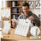 Trading Card Display Stand, 5-Tier Clear Plastic Graded Card Display, Vertical Graded Shelf for Sports, Baseball, Basketball & Gaming Cards