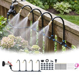 360° Curved Garden Automatic Irrigation System, Adjustable Garden Watering System with 4/10 Spray Nozzles, PE Tubing Irrigation Kit for Outdoor Plants (20M Kit)