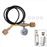 CO2 Refilling Station Charging Adapter to Small Welding Tanks,W/ 1.5 Meters Soft Hose 250Bar Gauge W21.8-14