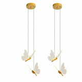 2X Butterfly LED Pendant Lights Nordic Golden Bedside Chandelier Lighting for Living Room Bedroom Bedside Lamp B
