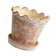 Scalloped Wavy Rim Planter Pot, Vintage Terracotta Flower Pot with Drainage Saucer, Perfect for Indoor and Outdoor Plants, Ideal for Plant Lovers and Garden Enthusiasts, Brown In Australia - Darrahopens
