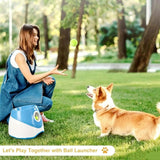 Automatic Dog Ball Launcher with 3 Distance Settings, Includes 3 Mini Tennis Balls, Interactive Indoor Outdoor Dog Toy, Green