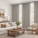 Pinch Pleated Linen Sheer Curtains 94 inches long panels set of 2 for Living Room Bedroom, Light Filtering Farmhouse Window Curtains with Hooks, 40"×94", Oatmeal
