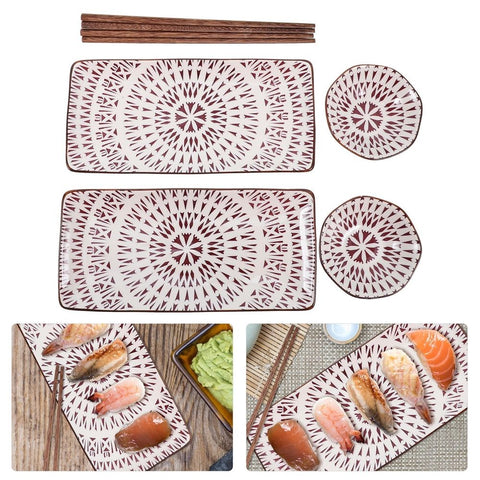 2 Sets Sushi Plate Set Wooden Chopsticks for Eating Utensils in Simple Design In Australia - Darrahopens