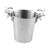Wine Bucket with Polished Plated Silver Surface and Deer Head for Hotel Bar and House Use