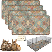 New 4Pack Washable Guinea Pig Pee Pads, Stylish, Non-Slip and Leak-Proof Pee Pads. Reusable Potty Pads for Small Animal Guinea Pigs Rabbit. (Cream/Multi, 24" X 48")