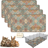 New 4Pack Washable Guinea Pig Pee Pads, Stylish, Non-Slip and Leak-Proof Pee Pads. Reusable Potty Pads for Small Animal Guinea Pigs Rabbit. (Cream/Multi, 24" X 48")