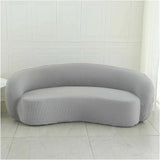 Stretch Semi Circle Curved Sofa Cover, Curved Couch Cover Non-Slip Modern Cloud Sectional Sofa Slipcover(#8)