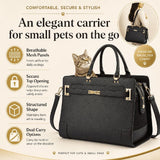 Fashion Dog Purse Carrier for Small Dogs with Shoulder Strap - PU Leather Pet Carrier for Dogs and Cats Up to 7 lbs, Airline Approved Soft-Sided Travel Carrier with Mesh Ventilation and Extra Pocket