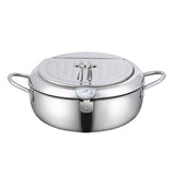 Non-Stick Frying Pan,Japanese Deep Fryer Pot 2024 New Stainless Deep Fryer Japanese Deep Fryer With Temperature Gauge Deep Frying Pan With Lid Basket For Kitchen French Fries Chicken