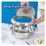 Non-Stick Frying Pan,Japanese Deep Fryer Pot 2024 New Stainless Deep Fryer Japanese Deep Fryer With Temperature Gauge Deep Frying Pan With Lid Basket For Kitchen French Fries Chicken
