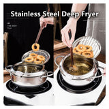 Non-Stick Frying Pan,Japanese Deep Fryer Pot 2024 New Stainless Deep Fryer Japanese Deep Fryer With Temperature Gauge Deep Frying Pan With Lid Basket For Kitchen French Fries Chicken