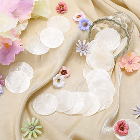 360Pcs 2 Inch Round Capiz Shells with 2 Holes Round Natural Shell White Shells for Wind Chimes Jewelry Making Home Decor In Australia - Darrahopens