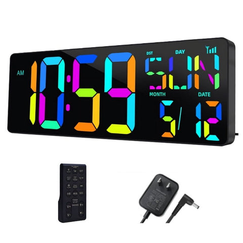 Large Digital Wall Clock 16.5 Inch Bluetooth Auto Time Sync Digital Clock Display Calendar Clock US Plug In Australia - Darrahopens