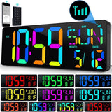 Large Digital Wall Clock 16.5 Inch Bluetooth Auto Time Sync Digital Clock Display Calendar Clock US Plug In Australia - Darrahopens