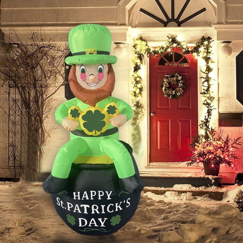 St. Patrick's Inflatable (6FT Leprechaun on Cornucopia)for St. Patricks Day Decorations Outdoor