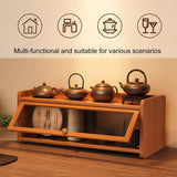 Bread Box for Kitchen Countertop, Large Bread Container Storage, Wooden Farmhouse Bread Box with Window Bread Holder (Vintage Bamboo)