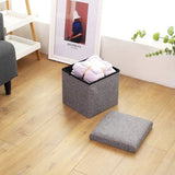 Folding Storage Ottoman Cube, Linen Small Foot Seat, Organizers for Living Room, Bedroom, Home Office, Dorm Storage Footrest Grey