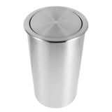 Countertop Embedded Garbage Bin Plated Silver Stainless Steel Hygienic Swing Lid