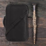 Black PU Oboe Carrying Case with Plush Interior, Wood and Metal Frame , Lightweight and Portable