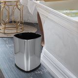 Stainless Steel Trash Can Plated Silver Metal Waste Bin for Storage