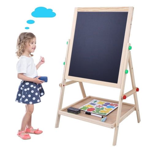 Wooden Height Adjustable Kids Art Easel with Double Sided Drawing Board Chalkboard and Dry Erase White Board In Australia - Darrahopens