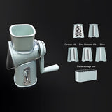 5 in 1 Rotary Cheese Grater with Handle, 2025 NEW Rotary Cheese Grater with Hand Crank, Multi-Function Gourmet Cheese Grater, 5 Kinds Of Knife Heads With Suction Cup Fixed