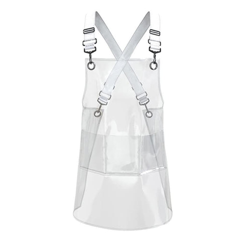 Hair Stylis Apron for Salon Barber Cross-back Hairdresser Waterproof Work Apron With 3 Pockets（White woven ribbon 30 silk short style）