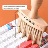 2Pcs Non Static Double Sided Instrument Dust Removal Brush，Wooden Keyboard Cleaning Brush for Keyboards Pianos Synthesizers（2pcs beech ）
