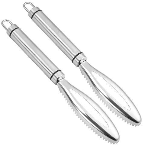 Fish Scale Remover, Stainless Steel Fish Scaler Easy Use Fish Descaler Tool,Fish Scaler Remover Lung Remover for Family Kitchen,Easy to Clean Kitchen Tool 2pcs