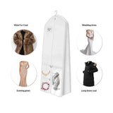 Portable 70" Wedding Dress Garment Bag with Bride Tote Bag 8'' Gusseted Dress Bags for Gowns Long  Dress Cover for Women, White
