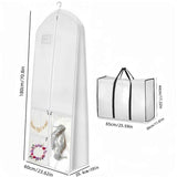 Portable 70" Wedding Dress Garment Bag with Bride Tote Bag 8'' Gusseted Dress Bags for Gowns Long  Dress Cover for Women, White
