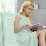 Dry Absorb Water Wearable Bath Towel, 2-in-1 bathrobe wearable bath towel for women After Shower  matcha green100*130cm