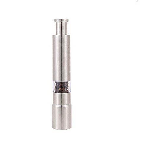Stainless-Steel One-Handed Thumb Push Button Salt and Pepper Grinder For Black Pepper(Stainless steel spring built-in model)