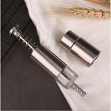 Stainless-Steel One-Handed Thumb Push Button Salt and Pepper Grinder For Black Pepper(Stainless steel spring built-in model)