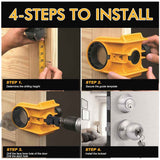 Door Lock Installation Kit,  For Metal or Wood Doors, 2 Adjustable Bushings, Easy Installation  with Hole Saw & Anti-Warp Backing Plates (Yellow)