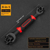 Universal Socket Wrench 8in 1 Wrench Multifunction Wrench Tool with 360 Degree Rotating Head, Spanner Tool for Home and Car Repair（Black）