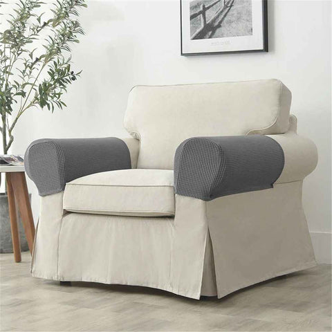 Machine washable household sofa armrests, chair covers, elastic sofa armrests covers (2-piece set of armrests, dark gray)