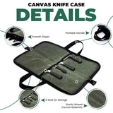 Chef Knife Roll Bag with 4 Slots, Heavy Duty Waxed Canvas Knife Bag with Handle, Kitchen Knife Storage, Portable Knife Carrying Case (Only one kitchenware storage bag)