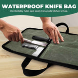 Chef Knife Roll Bag with 4 Slots, Heavy Duty Waxed Canvas Knife Bag with Handle, Kitchen Knife Storage, Portable Knife Carrying Case (Only one kitchenware storage bag)