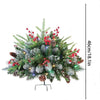 Lighted Artificial Christmas Urn Filler, Pre-lit Xmas Pine Trees with Cones, Golden & Red Berries, Tripod Stake and LED Lights, Outdoor Light Up Planter Filler Holiday Home Decor, 1 Pack