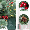 Lighted Artificial Christmas Urn Filler, Pre-lit Xmas Pine Trees with Cones, Golden & Red Berries, Tripod Stake and LED Lights, Outdoor Light Up Planter Filler Holiday Home Decor, 1 Pack