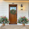 Lighted Artificial Christmas Urn Filler, Pre-lit Xmas Pine Trees with Cones, Golden & Red Berries, Tripod Stake and LED Lights, Outdoor Light Up Planter Filler Holiday Home Decor, 1 Pack