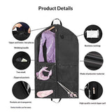 40Inch Garment Bag for Hanging Clothes, Waterproof Dance Costume Bags, Gusseted Hanging Garment Bags for Travel Storage, Kids Garment Bag, Garment Bag for Dance Competitions（Black-2 pack, oniy bag)