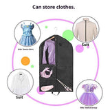 40Inch Garment Bag for Hanging Clothes, Waterproof Dance Costume Bags, Gusseted Hanging Garment Bags for Travel Storage, Kids Garment Bag, Garment Bag for Dance Competitions（Black-2 pack, oniy bag)