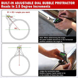 Upgraded Pipe Center Finder, Measure Pipe Diameter, Pipefitter Tools With Centering Head, Measure Pipe Diameter Over 0.5" & up With 4" Y-Type Base and Adjustable Dial Bubble Protractor