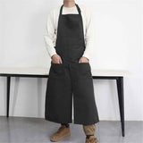 Pottery Apron Split Leg Long Artist Painting Aprons with 3 Pockets for Ceramics Clay Women Men（black）