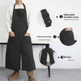 Pottery Apron Split Leg Long Artist Painting Aprons with 3 Pockets for Ceramics Clay Women Men（black）