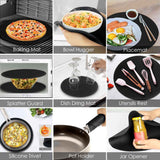 Silicone Microwave Mats, 12" Extra Large Multi-Use Microwave Mat Heat Resistant Silicone Mat Pot Holders Hot Pads for Kitchen, Silicone Cover Pad for Microwave Oven Hot Pot Pans, Black 2Pack